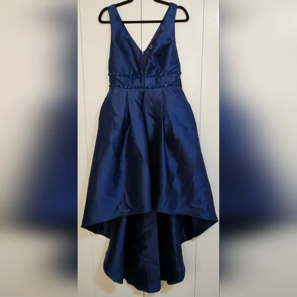 LuLus Navy Blue Beaded High-Low Maxi Dress NWT Size M